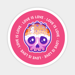 Love is love - lesbian pride skull Magnet